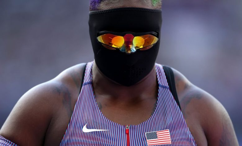 why-olympian-raven-saunders-throws-shot-put-in-a-distinctive,-full-face-mask